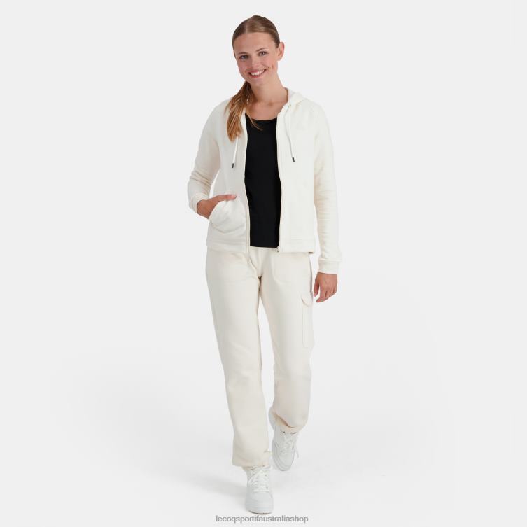 Clothing HVDBF309 Women Le Coq Sportif Hooded Sweatshirt With Zip White - Image 5