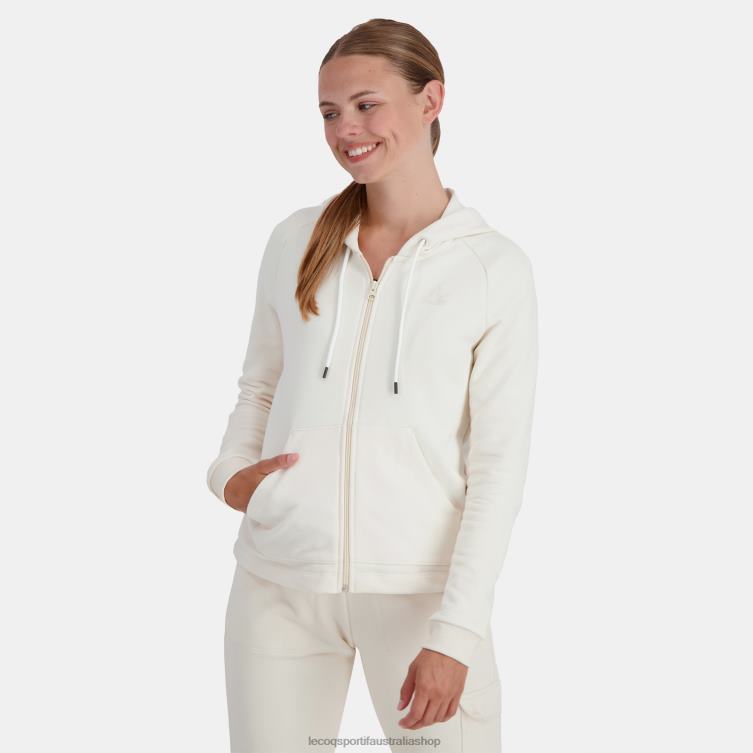 Clothing HVDBF309 Women Le Coq Sportif Hooded Sweatshirt With Zip White - Image 1