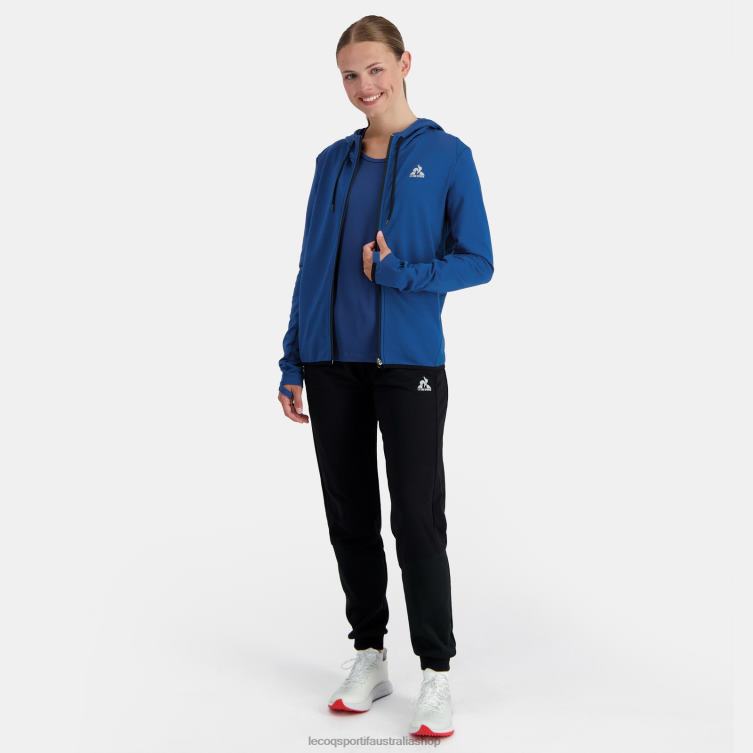 Clothing HVDBF315 Women Le Coq Sportif Hooded Sweatshirt With Zip Blue - Image 5