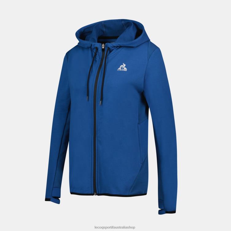 Clothing HVDBF315 Women Le Coq Sportif Hooded Sweatshirt With Zip Blue - Image 6