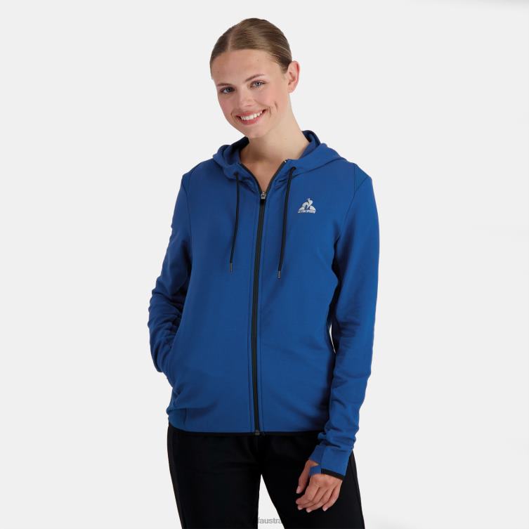 Clothing HVDBF315 Women Le Coq Sportif Hooded Sweatshirt With Zip Blue - Image 1