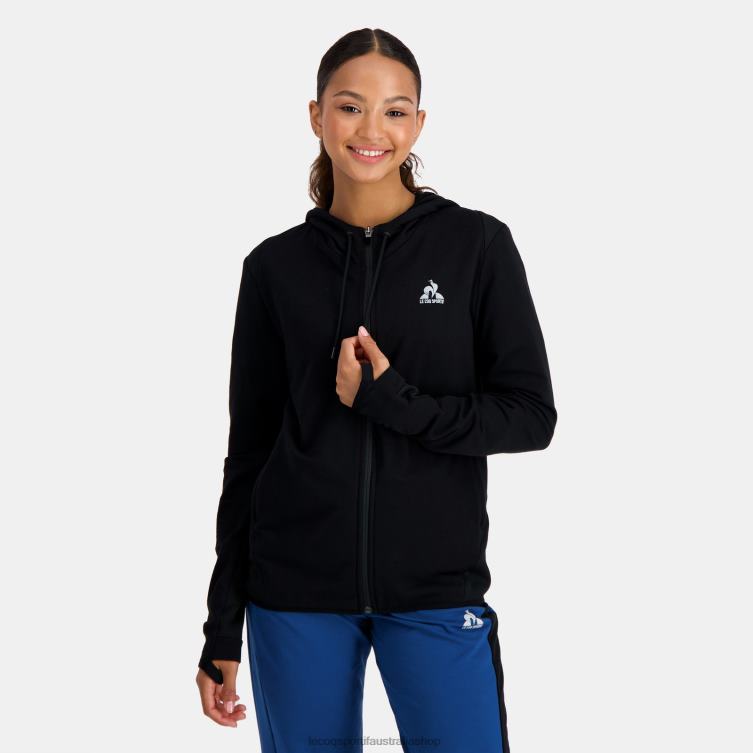 Clothing HVDBF316 Women Le Coq Sportif Hooded Sweatshirt With Zip Black - Image 1
