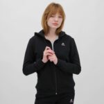 Clothing HVDBF319 Women Le Coq Sportif Hooded Sweatshirt With Zip Black