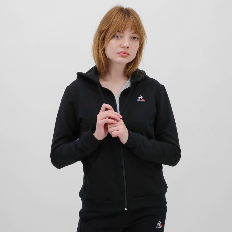 Clothing HVDBF319 Women Le Coq Sportif Hooded Sweatshirt With Zip Black - Image 1