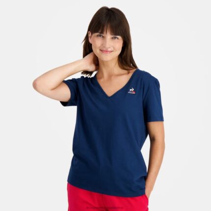 Clothing HVDBF358 Women Le Coq Sportif T-Shirt Blue
