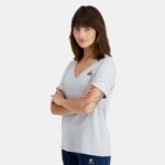 Clothing HVDBF359 Women Le Coq Sportif T-Shirt Grey