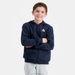 Clothing HVDBF398 Children Le Coq Sportif Hooded Sweatshirt With Zip Blue