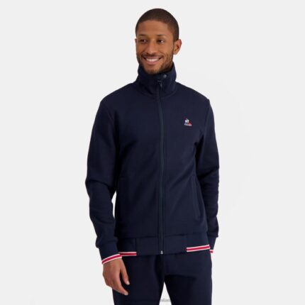 Clothing HVDBF431 Men Le Coq Sportif Zipped Sweatshirt Blue