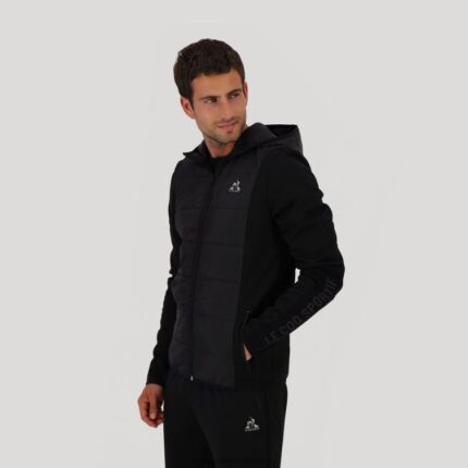 Clothing HVDBF450 Men Le Coq Sportif Hooded Sweatshirt With Zip Black