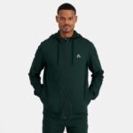 Clothing HVDBF462 Men Le Coq Sportif Hooded Sweatshirt With Zip Green