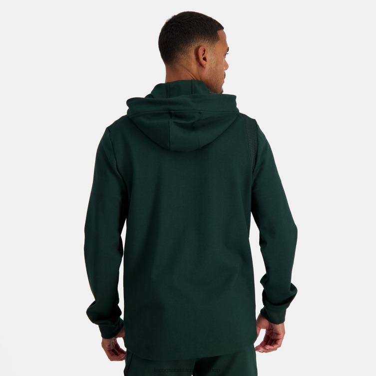 Clothing HVDBF462 Men Le Coq Sportif Hooded Sweatshirt With Zip Green - Image 4