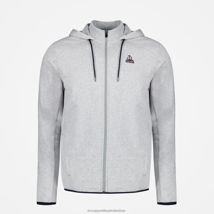 Clothing HVDBF485 Men Le Coq Sportif Hooded Sweatshirt With Zip Grey - Image 2