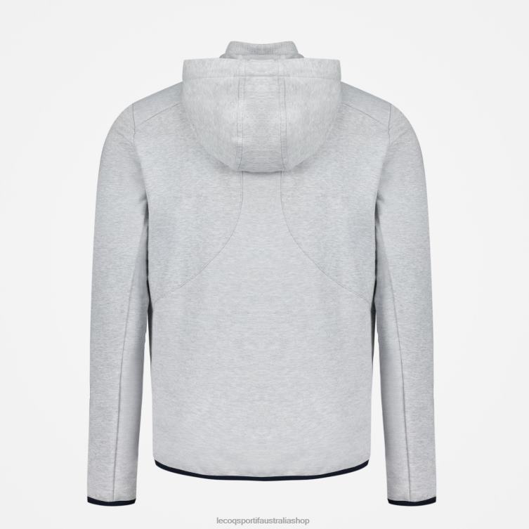Clothing HVDBF485 Men Le Coq Sportif Hooded Sweatshirt With Zip Grey - Image 3