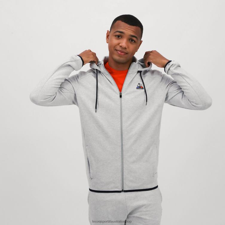 Clothing HVDBF485 Men Le Coq Sportif Hooded Sweatshirt With Zip Grey - Image 4