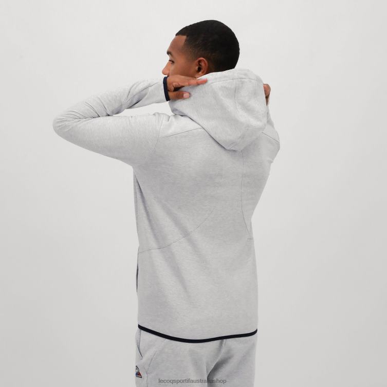 Clothing HVDBF485 Men Le Coq Sportif Hooded Sweatshirt With Zip Grey - Image 5