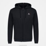 Clothing HVDBF48 Men Le Coq Sportif Hooded Sweatshirt With Zip Black - Image 2