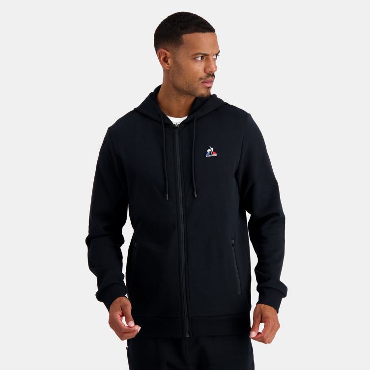 Clothing HVDBF48 Men Le Coq Sportif Hooded Sweatshirt With Zip Black - Image 1