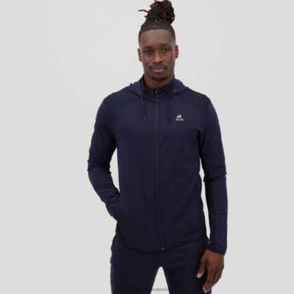 Clothing HVDBF490 Men Le Coq Sportif Hooded Sweatshirt With Zip Blue