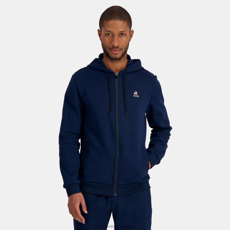 Clothing HVDBF49 Men Le Coq Sportif Hooded Sweatshirt With Zip Blue - Image 1