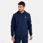 Clothing HVDBF55 Men Le Coq Sportif Hooded Sweatshirt With Zip Blue