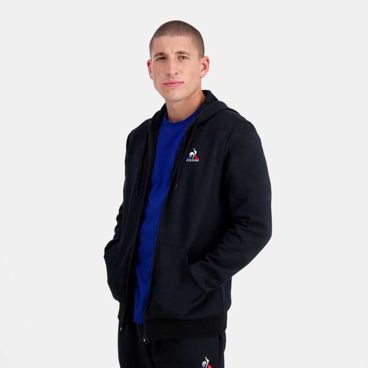 Clothing HVDBF56 Men Le Coq Sportif Hooded Sweatshirt With Zip Black - Image 1