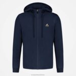 Clothing HVDBF69 Men Le Coq Sportif Hooded Sweatshirt With Zip Blue - Image 2