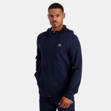 Clothing HVDBF69 Men Le Coq Sportif Hooded Sweatshirt With Zip Blue