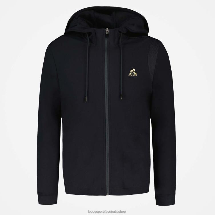 Clothing HVDBF70 Men Le Coq Sportif Hooded Sweatshirt With Zip Black - Image 2