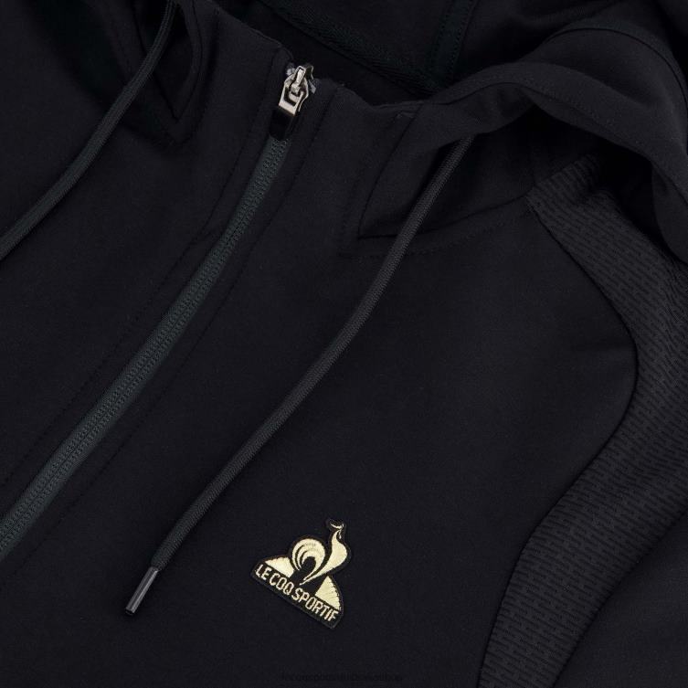 Clothing HVDBF70 Men Le Coq Sportif Hooded Sweatshirt With Zip Black - Image 7